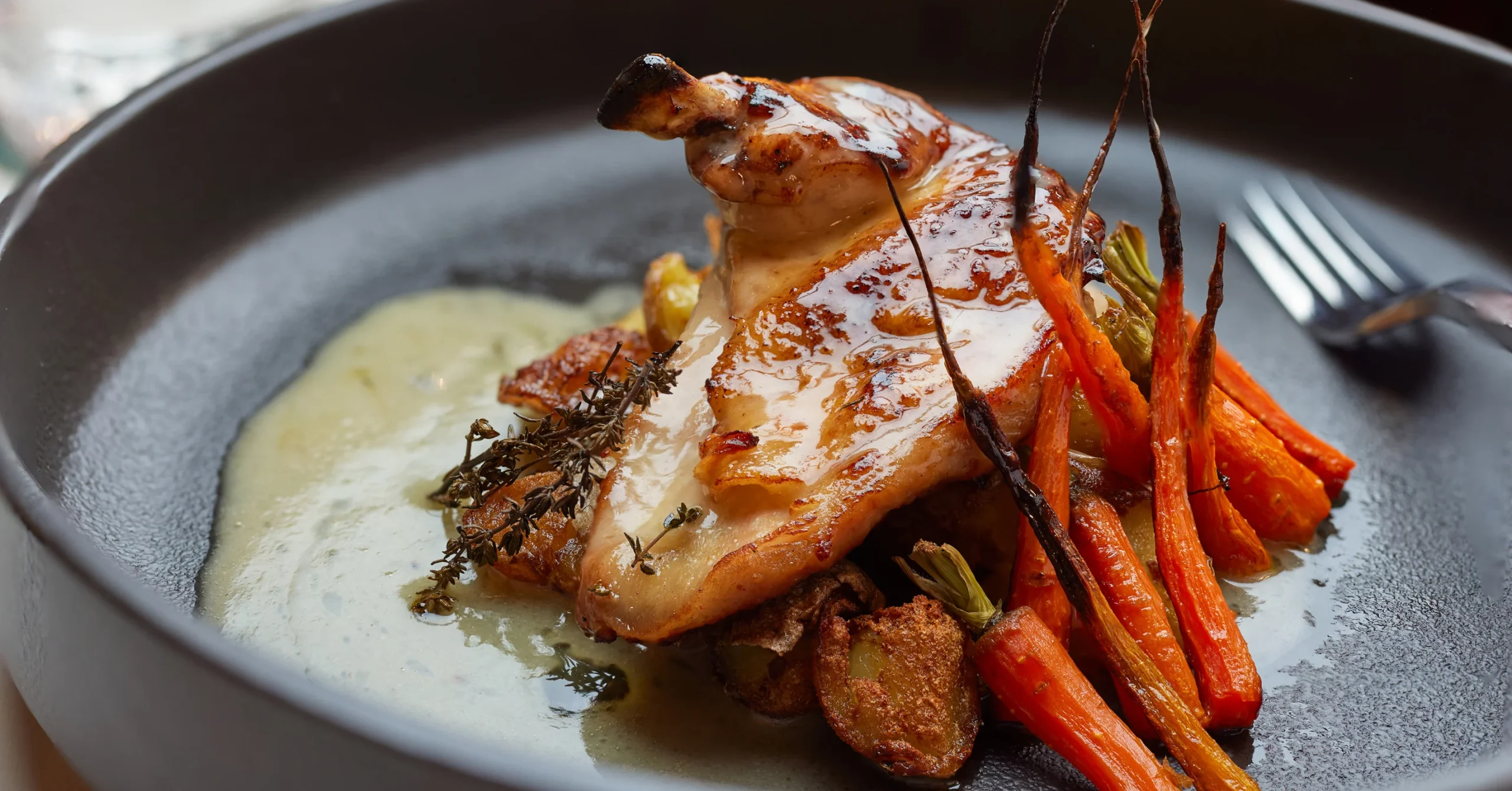 close-up of a dinner entree at the barnes restaurant