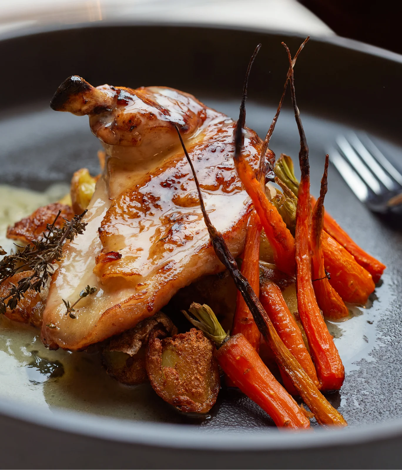 close-up of a dinner entree at the barnes restaurant